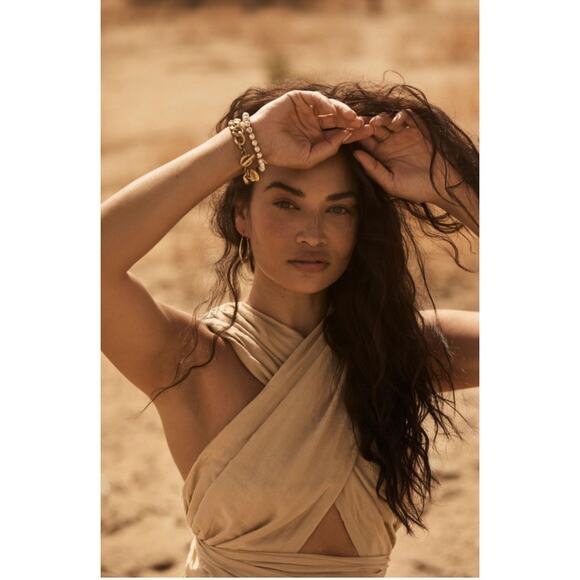 Erika Pena Selma Tan Wrap Mini Dress - Picture 2 of 7